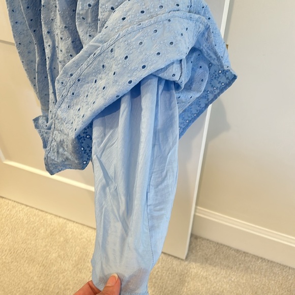 Lauren Ralph Lauren Blue eyelet midi-dress w/ belt, size 14 excellent condition - Picture 7 of 11